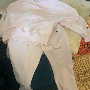 Champion Light Pink Crew and Sweats Set